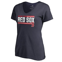 Boston Red Sox Women's Onside Stripe V-Neck T-Shirt | MLB On Sale