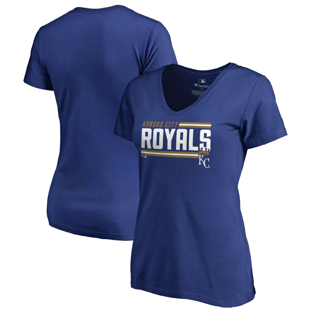 Kansas City Royals Women's Onside Stripe V-Neck T-Shirt | MLB For sale