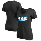 Miami Marlins Women's Onside Stripe V-Neck T-Shirt | MLB US