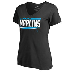 Miami Marlins Women's Onside Stripe V-Neck T-Shirt | MLB US