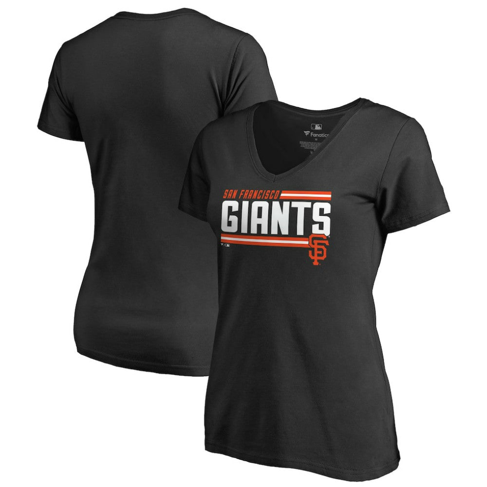 San Francisco Giants Women's Onside Stripe V-Neck T-Shirt | MLB Discount