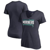 Seattle Mariners Women's Onside Stripe V-Neck T-Shirt | MLB On Sale