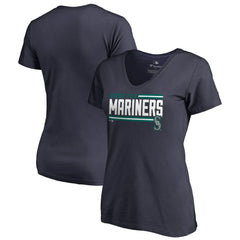 Seattle Mariners Women's Onside Stripe V-Neck T-Shirt | MLB On Sale