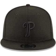 Philadelphia Phillies New Era Black on Black 9FIFTY Team Snapback Adjustable Hat | MLB Discount