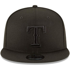 Texas Rangers New Era Black on Black 9FIFTY Team Snapback Adjustable Hat | MLB On Sale