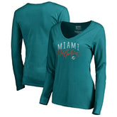 Miami Dolphins Women's Graceful Long Sleeve V-Neck T-Shirt