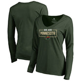 Minnesota Wild Women's Iconic Collection We Are Long Sleeve V-Neck T-Shirt Discount