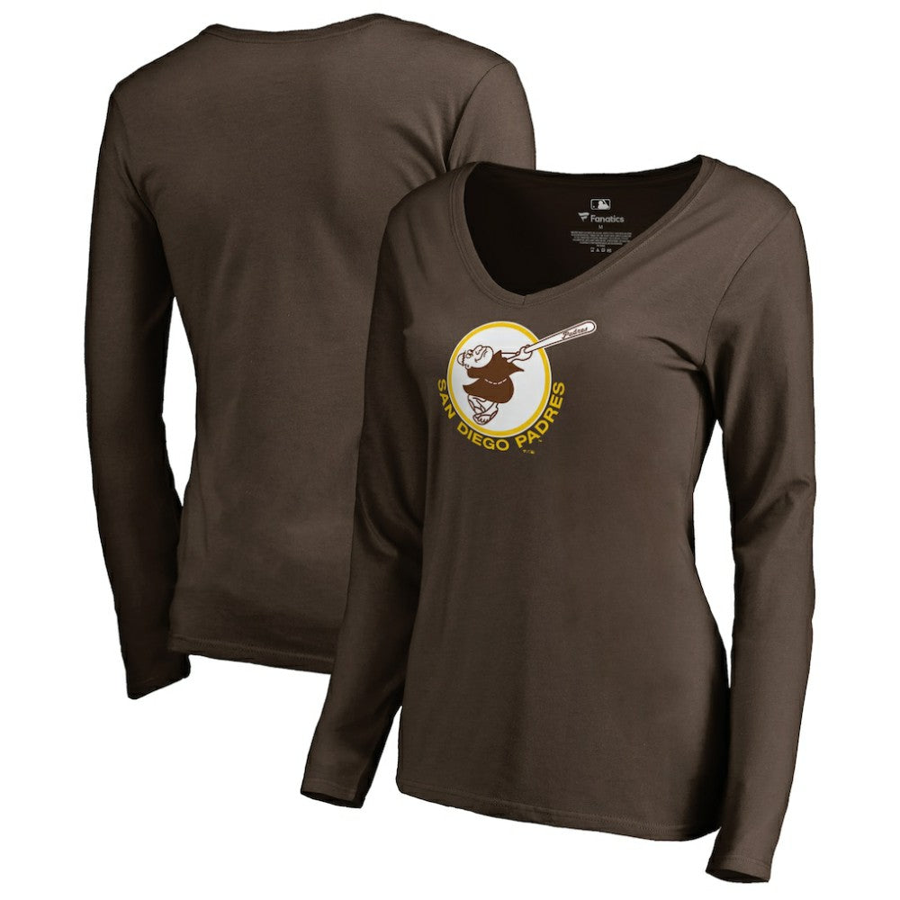 San Diego Padres Women's Cooperstown Collection Forbes Long Sleeve V-Neck T-Shirt | MLB Outlet