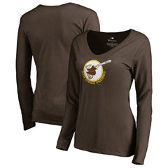 San Diego Padres Women's Cooperstown Collection Forbes Long Sleeve V-Neck T-Shirt | MLB Outlet