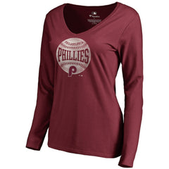 Philadelphia Phillies Women's Cooperstown Collection Slider Long Sleeve V-Neck T-Shirt | MLB Shop