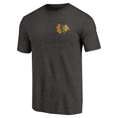 Chicago Blackhawks Primary Logo Left Chest Distressed Tri-Blend T-Shirt Online
