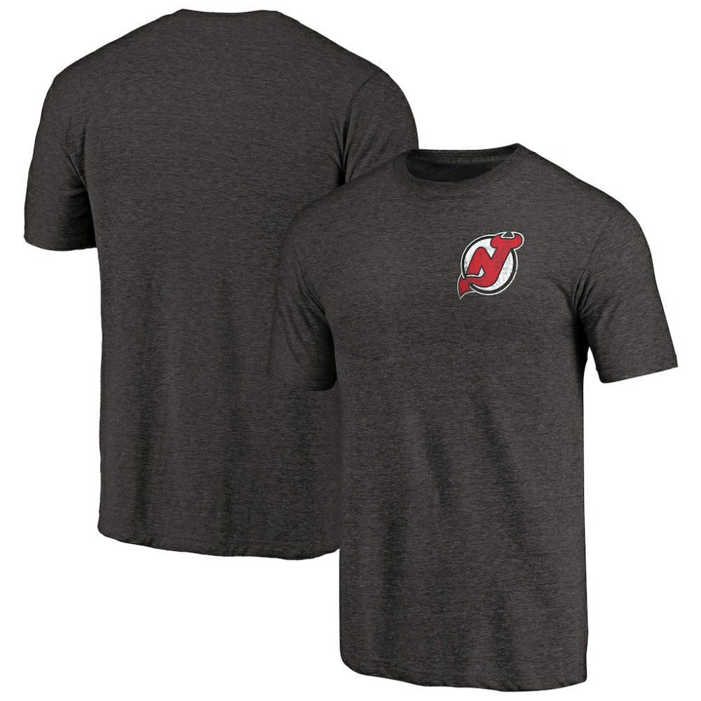 New Jersey Devils Primary Logo Left Chest Distressed Tri-Blend T-Shirt Online