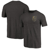 Vegas Golden Knights Primary Logo Left Chest Distressed Tri-Blend T-Shirt On Sale