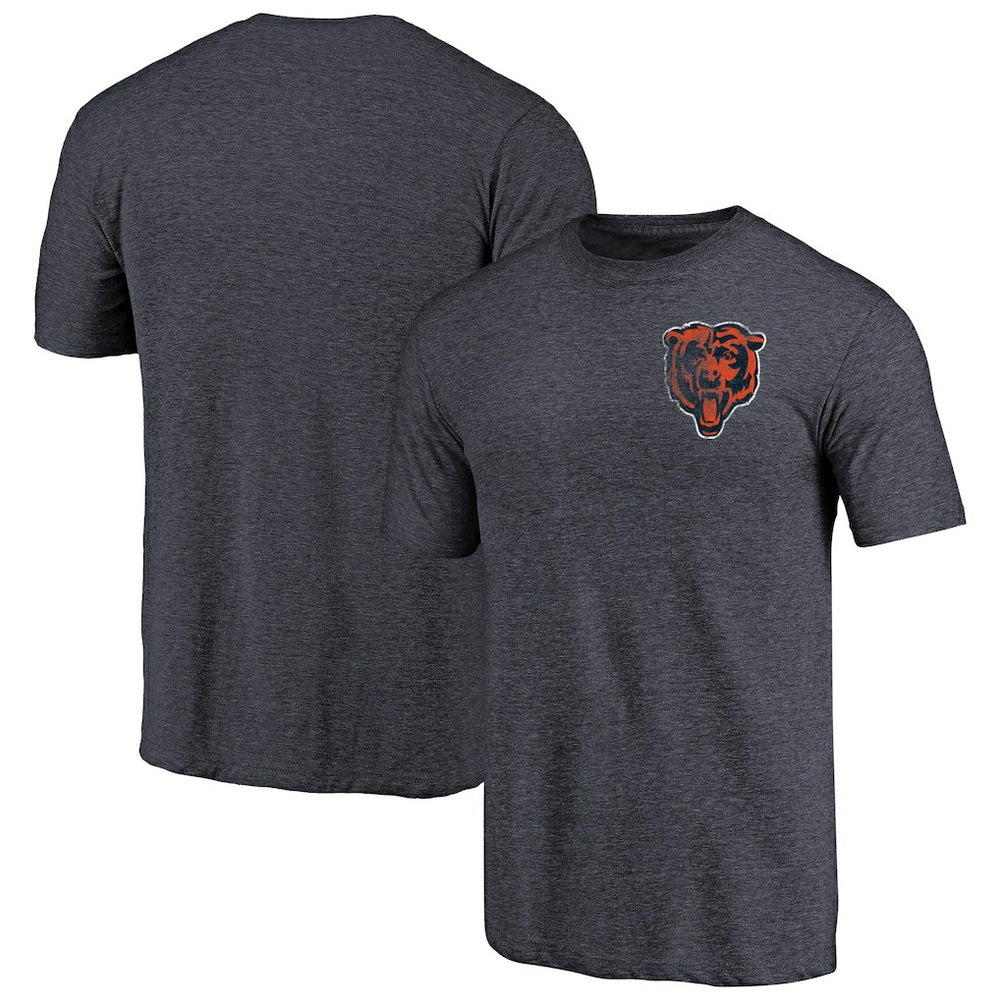 Chicago Bears Primary Logo Left Chest Distressed Tri-Blend T-Shirt