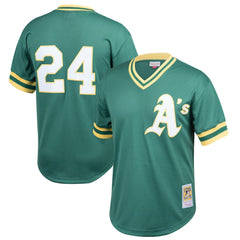 Rickey Henderson Athletics Mitchell & Ness Youth Cooperstown Collection Mesh Batting Practice Jersey | MLB For sale