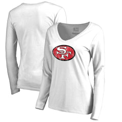 San Francisco 49ers Women's Throwback Logo Long Sleeve V-Neck T-Shirt