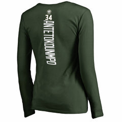 Giannis Antetokounmpo Milwaukee Bucks Women's Team Backer Name & Number Long Sleeve V-Neck T-Shirt Online