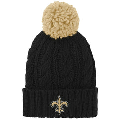 New Orleans Saints Girls Youth Team Cable Cuffed Knit Hat with Pom