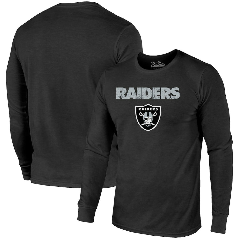 Las Vegas Raiders Majestic Threads Lockup Tri-Blend Long Sleeve T-Shirt
