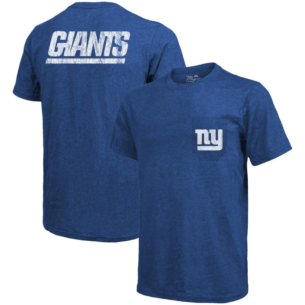 New York Giants Majestic Threads Tri-Blend Pocket T-Shirt