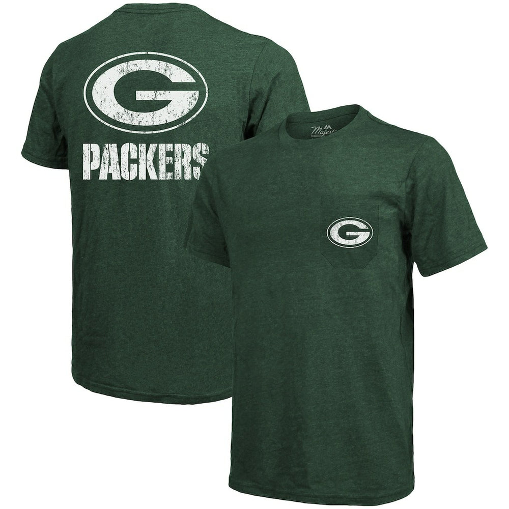 Green Bay Packers Majestic Threads Tri-Blend Pocket T-Shirt