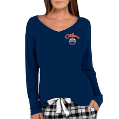 Edmonton Oilers Concepts Sport Women's Marathon Knit Long Sleeve V-Neck Top Sale