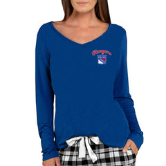 New York Rangers Concepts Sport Women's Marathon Knit Long Sleeve V-Neck Top For Sale