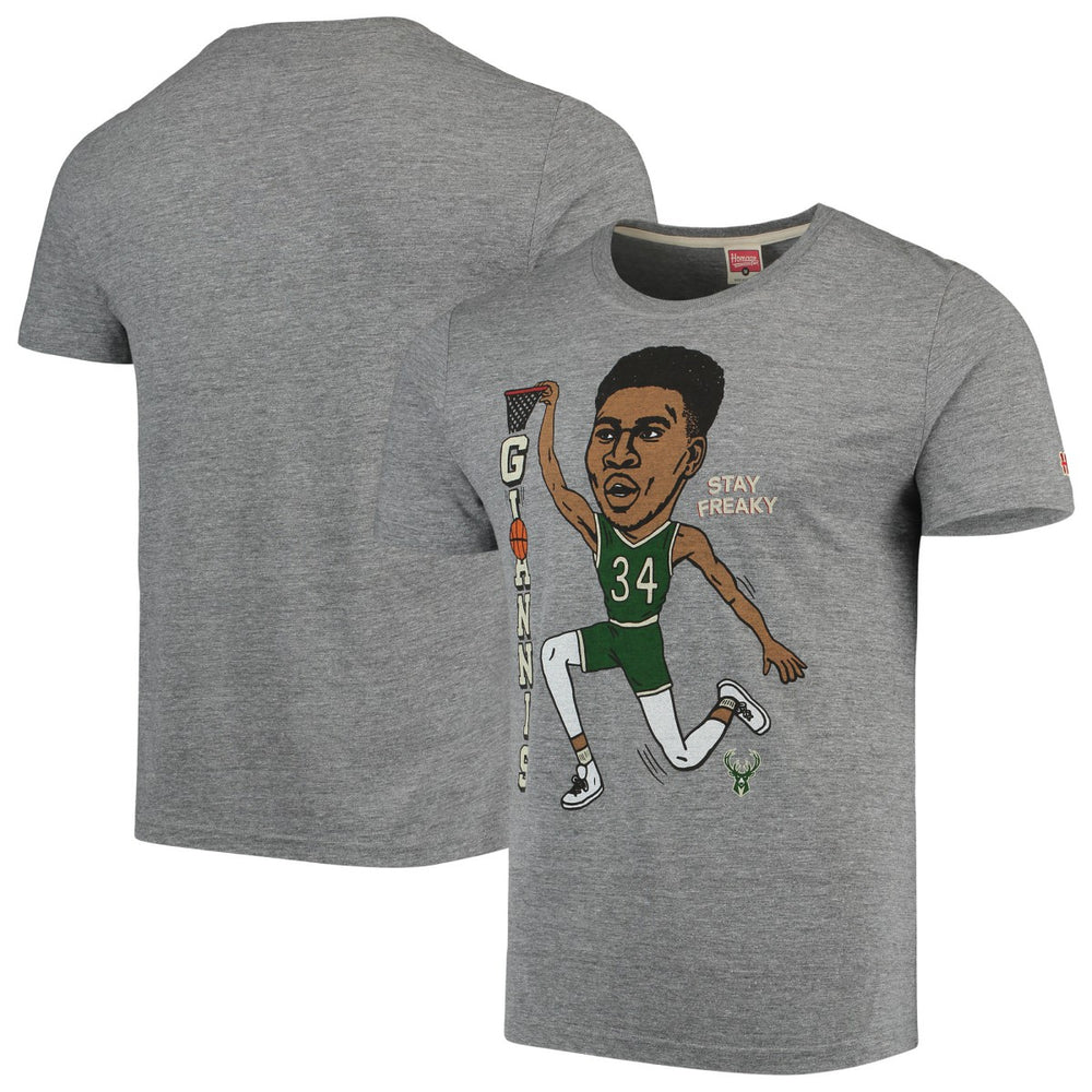 Giannis Antetokounmpo Milwaukee Bucks Player Graphic Tri-Blend T-Shirt New