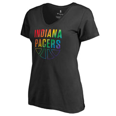 Indiana Pacers Women's Team Pride Wordmark V-Neck T-Shirt New