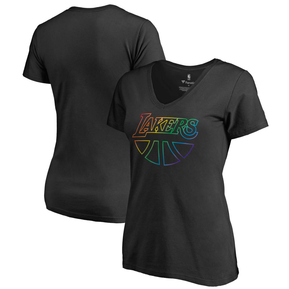 Los Angeles Lakers Women's Team Pride Wordmark V-Neck T-Shirt New