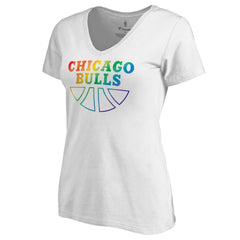 Chicago Bulls Women's Team Pride Wordmark V-Neck T-Shirt sale New