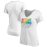 Detroit Pistons Women's Team Pride Wordmark V-Neck T-Shirt sale New