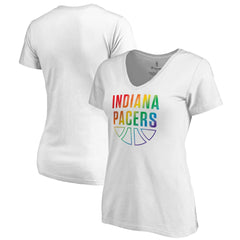 Indiana Pacers Women's Team Pride Wordmark V-Neck T-Shirt On Sale