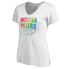 Indiana Pacers Women's Team Pride Wordmark V-Neck T-Shirt On Sale