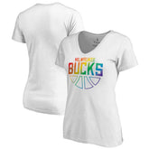 Milwaukee Bucks Women's Team Pride Wordmark V-Neck T-Shirt Outlet