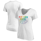 New York Knicks Women's Team Pride Wordmark V-Neck T-Shirt Outlet