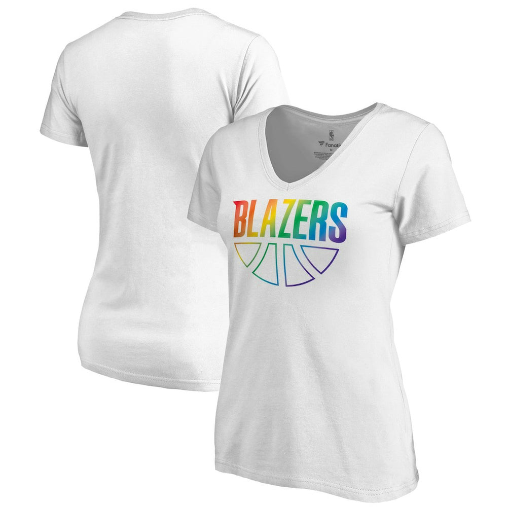 Portland Trail Blazers Women's Team Pride Wordmark V-Neck T-Shirt sale New