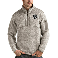 Las Vegas Raiders Antigua Fortune Quarter-Zip Pullover Jacket