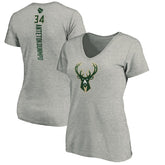 Giannis Antetokounmpo Milwaukee Bucks Women's Playmaker Name & Number V-Neck T-Shirt For Sale