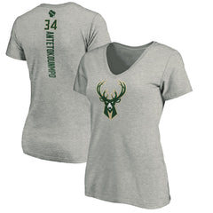 Giannis Antetokounmpo Milwaukee Bucks Women's Playmaker Name & Number V-Neck T-Shirt For Sale