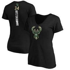 Giannis Antetokounmpo Milwaukee Bucks Women's Playmaker Name & Number V-Neck T-Shirt For Sale