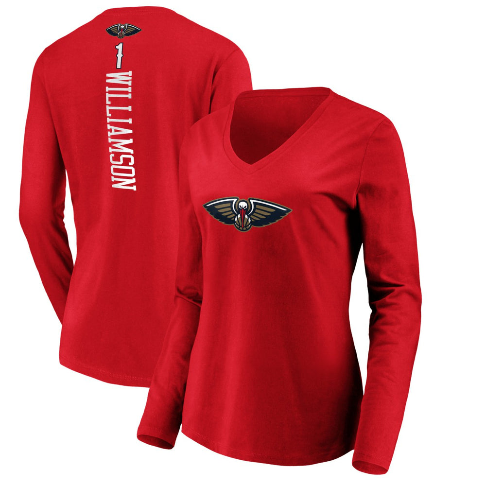 Zion Williamson New Orleans Pelicans Women's Playmaker Name & Number Long Sleeve V-Neck T-Shirt Discount
