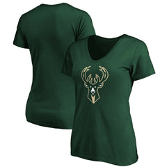 Milwaukee Bucks Women's Primary Logo Team V-Neck T-Shirt Discount