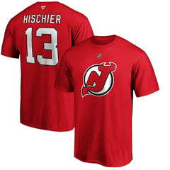 Nico Hischier New Jersey Devils Fanatics Authentic Stack Player Name & Number T-Shirt On Sale