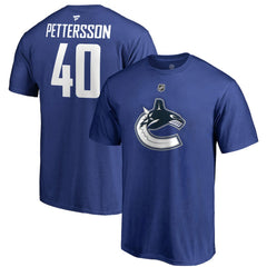 Elias Pettersson Vancouver Canucks Fanatics Authentic Stack Player Name & Number T-Shirt For Sale