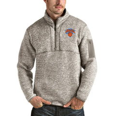 New York Knicks Antigua Fortune Quarter-Zip Pullover Jacket For Sale