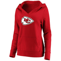 Kansas City Chiefs Fanatics Women's Primary Team Logo V-Neck Pullover Hoodie