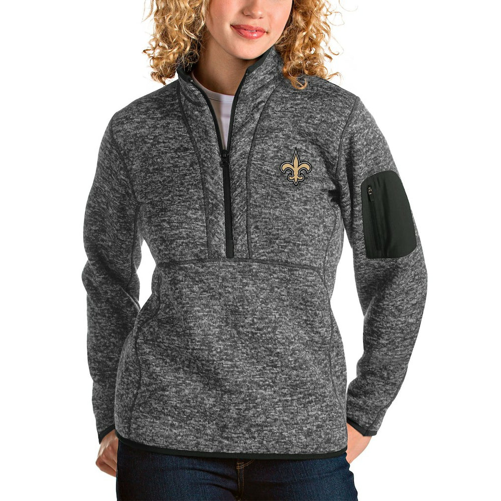 New Orleans Saints Antigua Women's Fortune Half-Zip Pullover Jacket