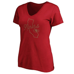 San Francisco 49ers Fanatics Women's Iconic Script State V-Neck T-Shirt