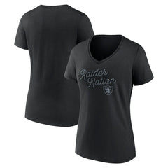 Las Vegas Raiders Fanatics Women's Iconic Script State V-Neck T-Shirt